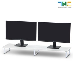 7NC 울트라형 듀얼 모니터받침대 가로1100x폭310mm 초대형 높은 모니터선반 우드, 1개, 11cm눈높이_(36W)화이트