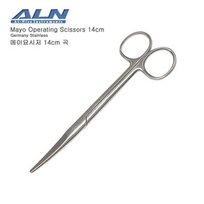 ALN 메이요시저 14cm 직선형/곡선/사이즈옵션 (두꺼운외과가위/피부/두꺼운조직절개/Mayo Opeating Scissos), 메이요시저 14cm 곡선형, 1개