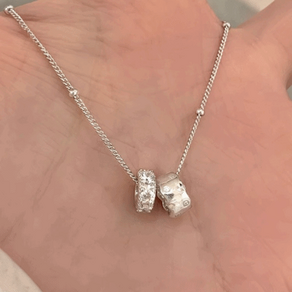 [925 Silve] 델리아 구슬 체인 볼드 스톤 목걸이 데일리 우아한 베이직 빈티지 특별한 포인트 우아한 큐빅 선물 은 실버 주얼리