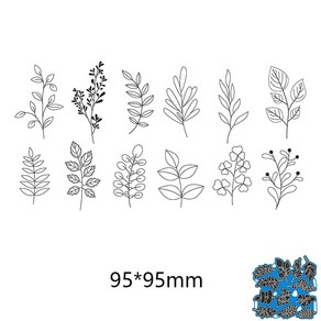 모양 틀 다이컷 금속 절단 s 잎 창조적 인 스크랩북 엠보싱 종이 공예 앨범 카드 펀치 나이프 9595mm 12pc, 없음, 1개
