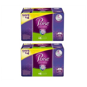 Poise 포이즈 라이트 앱솔벤시 롱 라이너 132개입 2팩 Poise Vey Light Absobency Line Long (132 ct.), 2개