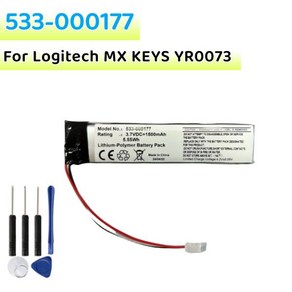 Logitech MX KEYS YR0073 용 대용량 배터리 리튬 폴리머 500mAh 5.55Wh 53300077 53300077, 1개, 한개옵션0