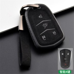 소가죽 키커버 CT6/XT4 XT4버튼 캐딜락 키케이스 커버 XT4 스마트 스마트키, 1, 블랙 5키 소가죽 끈
