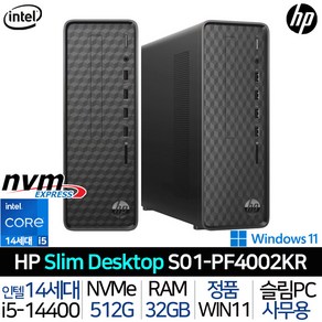 HP 2024 슬림 데스크탑 S01 코어 i5 인텔 14세대 다크 블랙 512GB 32GB WIN11 Home PF4002KR_T3