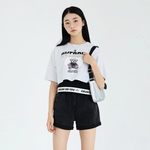 더데이걸 [동아백화점 수성점] 50% 여름 시즌 여아 아동 주니어 데일리룩 허리 셔링 3부 데님 반바지 TGTH24302-01