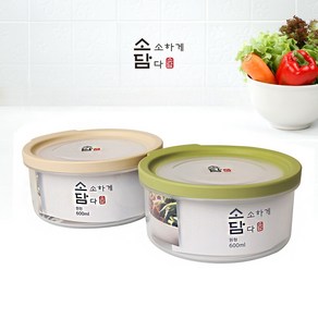 마이스타일 소담 밀폐용기 원형3호 600ml, 베이지, 1개