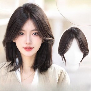 정수리 가발 앞머리 일체형 탈모 탑커버, 1개, 다크 브라운
