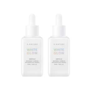[본사정품 ] 에스네이처 화이트 글로우 앰플 50ml / 기미 잡티 주름 개선 미백 민감성 저자극, 2개