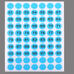 재재 원형 숫자스티커 다이어리꾸미기 다꾸용 지름10MM 51부터100까지 블루 원형스티커 숫자공부