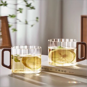 북대사글라스 홈카페 내열유리 우드 머그컵, 2개, 500ml