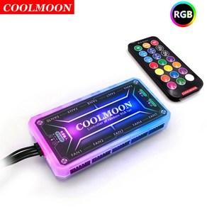 COOLMOON-RGB 원격 컨트롤러 DC12V 5A LED 컬러 지능형 팬 w/10 pcs 6pin 포트 2 4pin 라이트 바, 01 CHINA, 1개