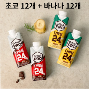 오리온 닥터유 단백질 프로 250ml 바나나 12개 + 초코 12개 (총24개구성)