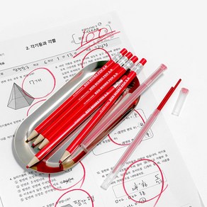 빨간 채점펜 2.6mm 4개 리필심세트 학교 유치원 어린이집 샤프형 빨간색연필, 단품