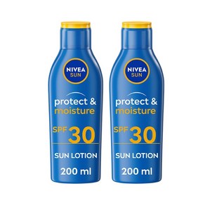 Nivea Sun 니베아 선 프로텍트 앤 모이스처 SPF 30 선크림 로션 200ml 2팩, 2개