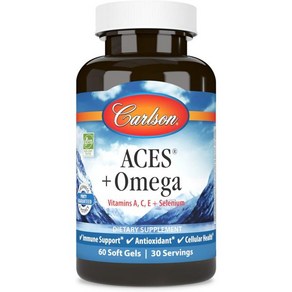 칼슨 - ACES + 오메가 비타민 A C E & 셀레늄 + 오메가-3s EPA DHA 60 소프트젤, 60 Count (Pack of 1), 1개, 60정