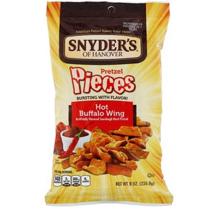 Snydes 프레첼 스낵 핫 버팔로 윙 226.8g(8oz) 2팩, 226.8g, 2개