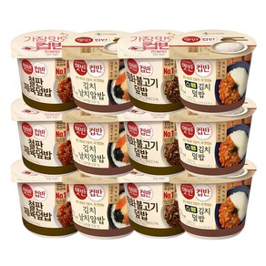 햇반컵반 컵밥세트 4종 12개 (철판제육3+스팸김치3+직화불고기3+김치날치알3)