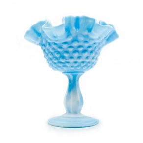 Antique 펜톤 홉네일 블루 마블 Hobnail Blue Mable 컴포트 디저트 케이크 스탠트 카페그릇 아트글라스 빈티지 장식소품, 1개