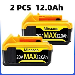 Dewalt 전동 공구용 배터리 12000mAh 20V 12.0Ah DCB205 DCB200 DCB204, 한개옵션1