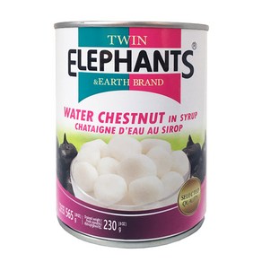 [태국] TWIN ELEPHANTS 워터체스넛 통조림 565g / WATER CHESTNUT 물밤 과일캔 해우 마름 열매, 1개