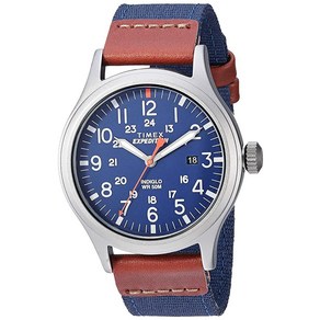 Timex 타이맥스 남성용 엑스페디션 스카우트 솔라 캐쥬얼 시계 40mm 쿼츠 레더 스트랩 베이지 20 TW4B247009J