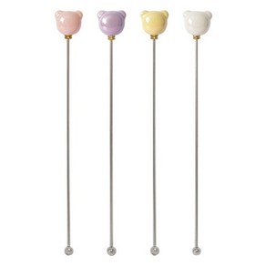 라임올리브 곰돌이 펄 머들러 4종, Pink + Yellow + Puple + White, 1개