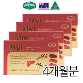 네이쳐스탑 MVL 엠브이엘 폴리코사놀 12ml 리버디톡스 35 000ml 30캡슐 x 4통 총 120캡슐 4달분, 4개, 30정