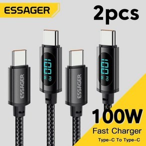 Essage-PD 100W USB c형 케이블 OPPO Realme Huawei Poco 삼성 호환 디스플레이 케이블용 C 7A 고속 충전 충전기 와이어 코드, 1 아니오, 01 100W C-C Black_01 1m, 1개