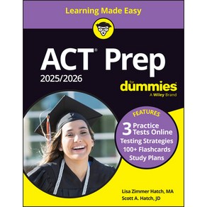 (영문도서) ACT Pep 2025/2026 fo Dummies (+3 Pactice Tests & 100+ Flashcads Online) Papeback, English, 9781394258307