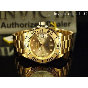 Invicta Men Po Dive 24 Jewel Automatic NH35A 18K Gold Plate SS Champagne Watch 770657