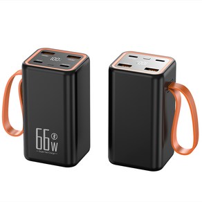 66W 초고속충전 대용량 일체형 보조배터리 20000mAh, 블랙