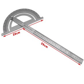 180 도 250x300mm 스테인레스 스틸 조정 가능한 이중 암 각도 눈금자 둥근 머리 회전 각도기 도구 각도계