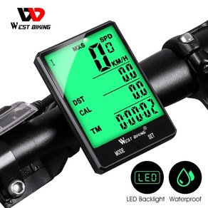 자전거속도계 GPS WEST BIKING-사이클링 속도계 디지털 대형 스크린 방수 LCD 백라이트 무선 및 유선 자전거 주행 거리계 컴퓨터, 3)B Wied, 1개