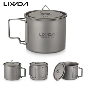 Lixada 초경량 티타늄 컵 야외 캠핑 피크닉 물컵 머그잔 접이식 손잡이 포함 300ml 350ml 420ml 550ml 650ml 750ml, 2.350ml, 1개