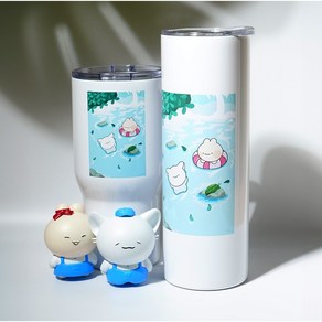 몽롱상점 귀여운 캐릭터 손잡이 스텐 텀블러 600ml 650ml 2종, 길쭉이 텀블러, 1개