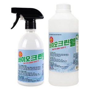 크로바 바이오크린웰 500ml 스프레이 + 1L 리필 뿌리는 살균소독제 발효알콜, 1세트, 1.5L