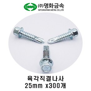 (주)명화금속 육각직결나사 판넬나사 25mm x300개, 300개