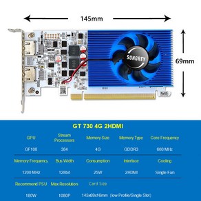 SONGREY GTX 1650 GTX1050Ti 1050 GT 1030 RX550 로우 프로파일 그래픽 카드 GPU GTX 1650 10 W 프로파, 12) GT730 D3 4G 2HDMI