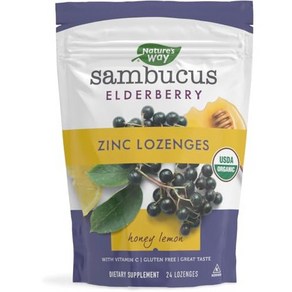 Natue's Way Sambucus Zinc Lozenges with Eldebey and Vitamin C Honey Lemon Flavo 24 Lozenges, 24개, 24정