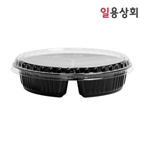 [ILYONG] 일회용 반찬 샐러드 용기 TY 170파이 3칸 400세트, 검정, 400개