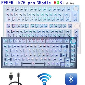 무선 기계식 키보드 IK75 PRO 3Modle 블루투스/2.4G USB RGB 조명 75% 키 DIY 게임 FEKER Gateon 스위치, [02] ik75 PRO TB kit