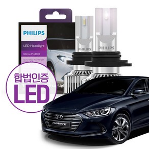 필립스 합법인증 LED 얼티논 프로 3000 / 아반떼 AD / HB3 9005 할로겐 교체 LED 전조등 [1set 2개입], 2개