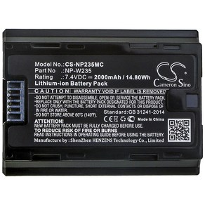 후지필름용 카메라 배터리 NP-W235 X-T4 GFX100S II X-H2S, 1개, 01 CS-NP235MC 2000mAh