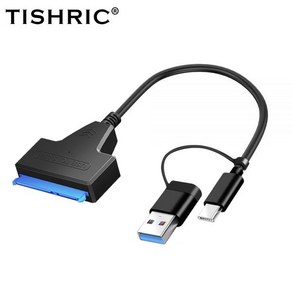 SATA에서 USB 3.0C타입2 인 1 USB3.0 C타입 케이블 2.5 인치 외장 HDD SSD 하드 드라이브 SATA 3 22 핀 어댑터 최대 6 Gbps, 한개옵션2, 없음, 3) 2 In 1 USB3.0 Type-C