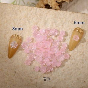 네일아트재료 네일파츠 로즈 장미꽃 파츠, 장미꽃6mm 핑크, 50개