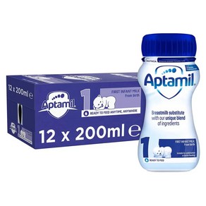 200ml 12병 압타밀 스테이지 1 레디 투 피드 인펀트 밀크 1단계 우유 4-6개월 Aptamil Stage 1 Ready to Feed Infant Milk, 12개