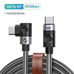 ORICO USB4 C타입 고속 충전 코드 데이터 전송 화웨이 스위치 갤럭시 아이폰 15 맥북용 240W 케이블 40Gbps 8K 60Hz, 240W 40Gbps 2, 0 .5m_0 CHINA, 0 240W 480Mbps