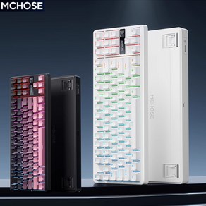 [청이스토어] MCHOSE G87 그린축 무선 기계식 키보드 10000mAh 노브 RGB GASKET구조 측면각인 게임밍 키보드, 핑크축, 블랙베리핑크(측각)