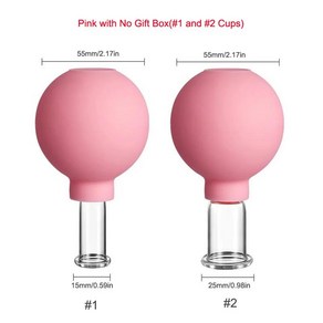 고무 부항 마사지 얼굴 바디 2 크기 유리 항아리 부항 컵 세트 얼굴 미용 피부 리프팅 캔 마사지, 02 02 Pink Without Box