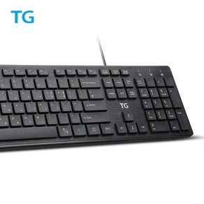 TG-K500U 저소음 유선키보드 USB타입 키스킨포함 블랙색상